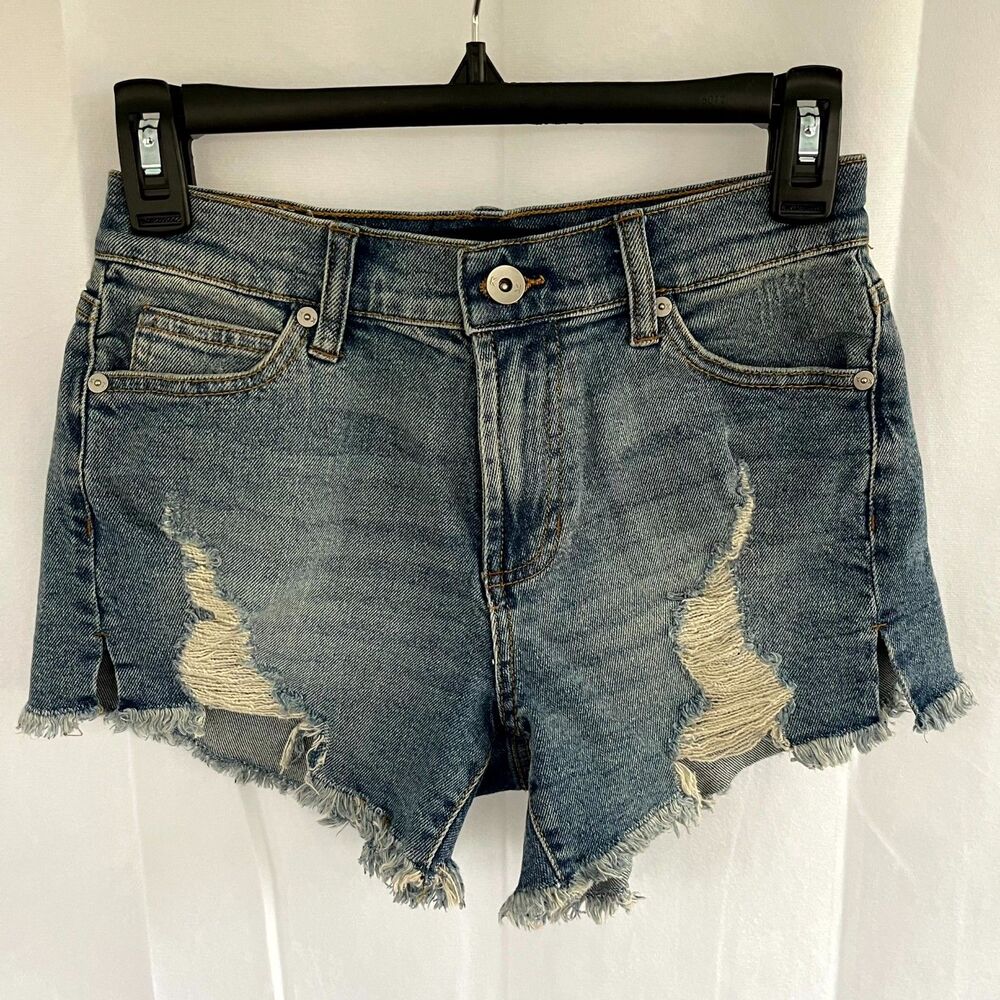 Kendall Kylie The Icon Short Distressed Denim Cutoff Shorts Womens Size 0 24